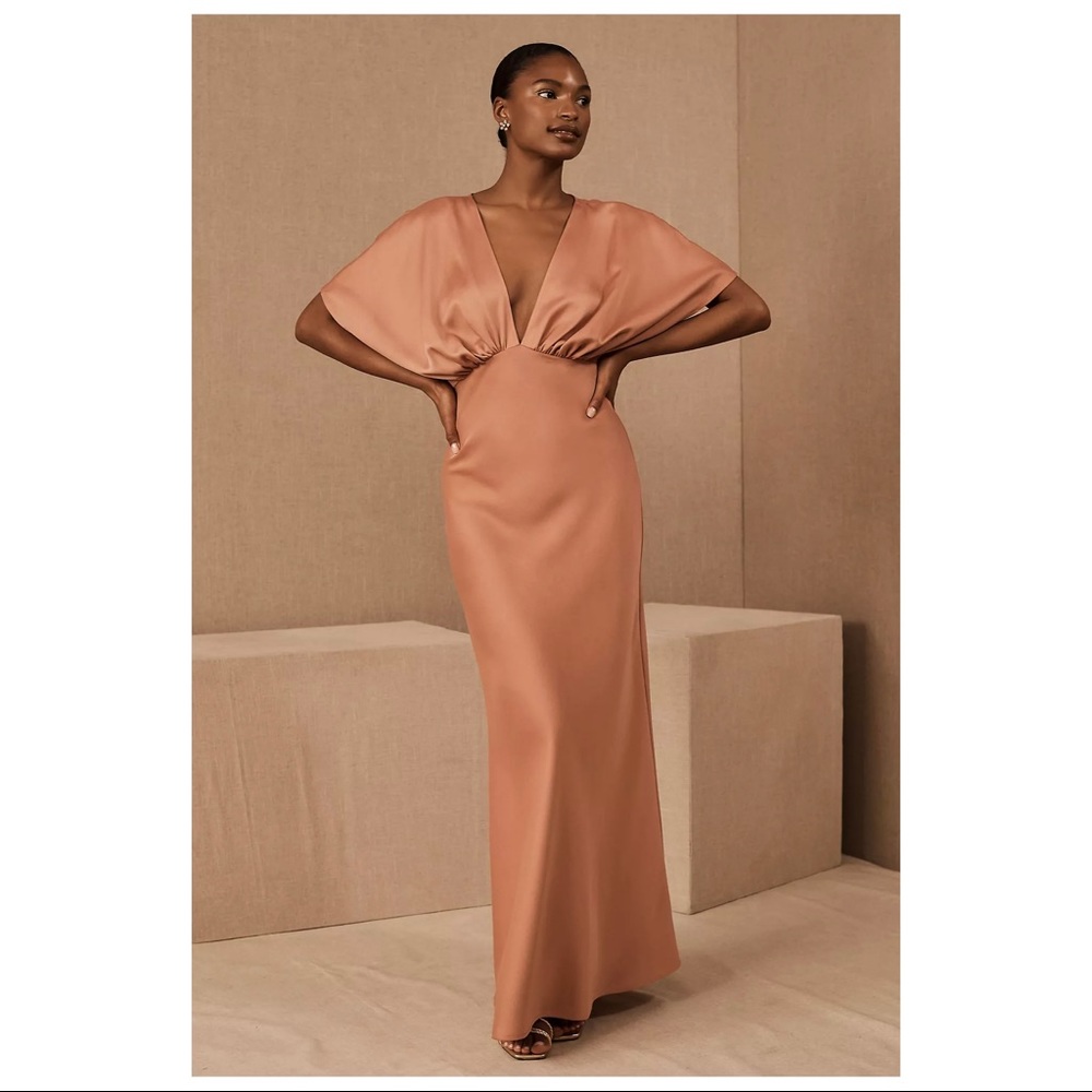 Anthropologie (BHLDN) Bridesmaid Dress: Leila Satin Charmeuse Maxi Dress